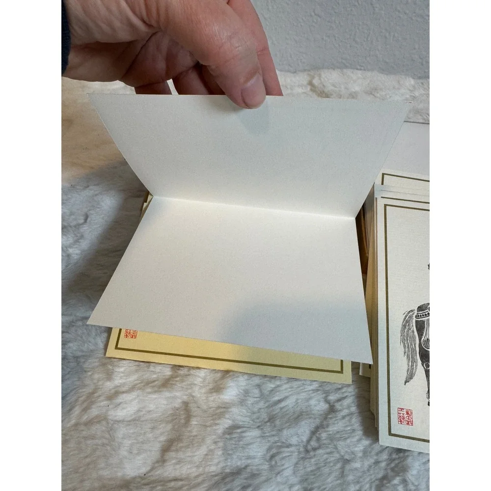 Vintage 1970s Creative Papers Chinese Stone Rubbing Note Cards 2 Boxes of 9